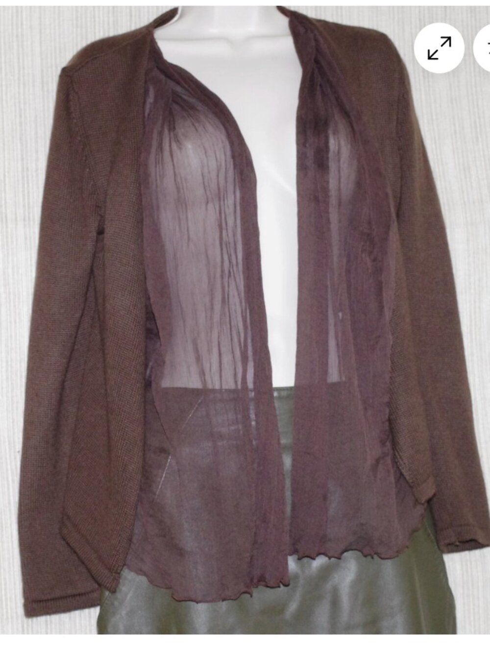 IKI Italy Brown Cashmere Silk Cardigan Women's Sweater Size:44